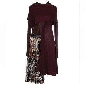 MARIAGRAZZA PANIZZI Tartan biased cut burgundy midi dress in size M, EU 42